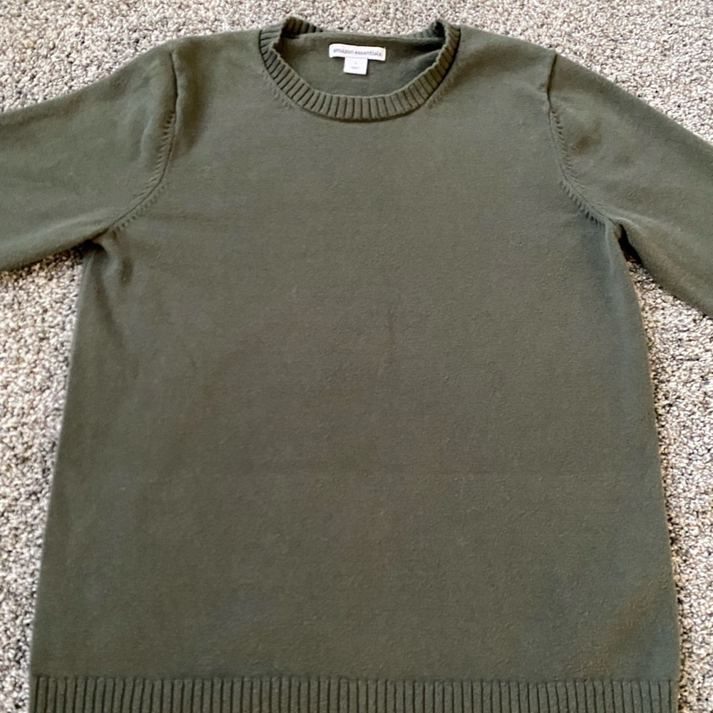 Olive Green Cotton Sweater in Large